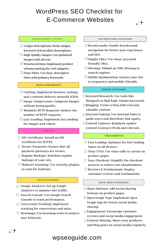 WordPress SEO Checklist for E-commerce